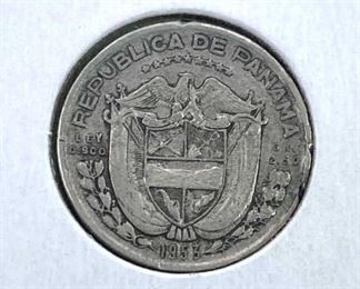 1953 Panama 1/10th Balboa 90% Silver Coin