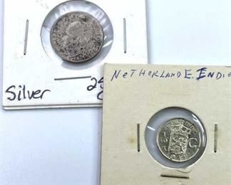 1940-42 (2) Netherlands Silver Coins, WWII Era