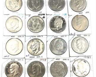 Nice Lot of Ikes 16 Coins Proof + AU-BU Coins