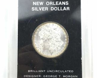 1885-O BU Silver Morgan Dollar in Holder