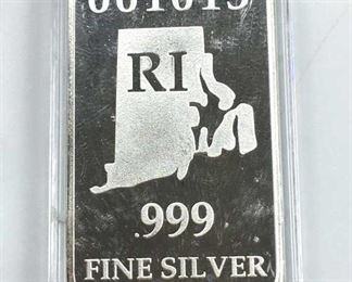 1oz 999 Silver State Bar Rhode Island