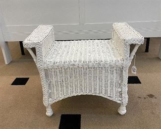 White wicker bench
