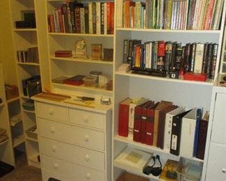 BOOKS, BOOKCASES AND DRESSER