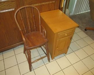 CHILDS CHAIR AND CABINET