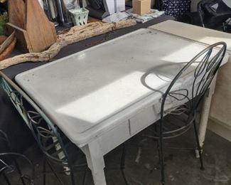 Vintage enamel top table