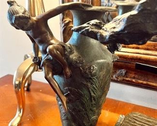 Pair of Auguste Moreau bronze vases