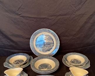 Currier Ives Serving Platters And Bowls
