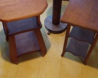 Three Wooden Tables Or Plant Stands