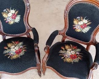 Vintage Needle Point High Back Chairs