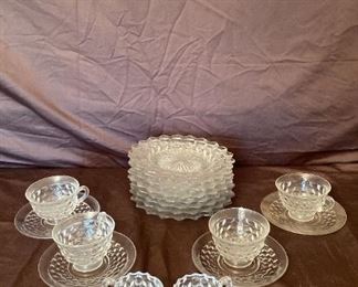 Vtg American Fostoria Cubicle Style Coffee Cups With Snack Plates