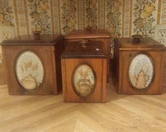 Vintage wood canister set