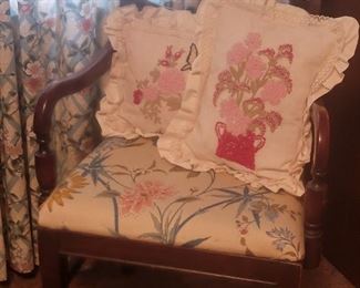 Occasional chair two vintage pillows