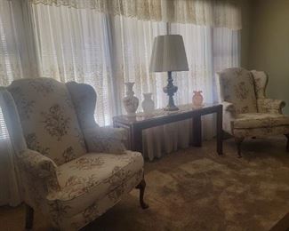 Pair nice Sherrill wing back chairs