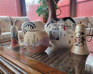 Collection of signed Native Navajo pottery 