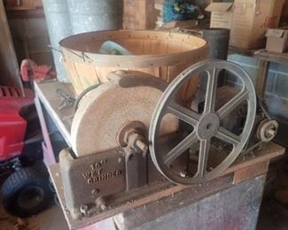 Great old electrified grind wheel on a bench