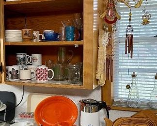 Vintage Corning Ware 10 Cup Coffee Pot, Fiesta Platter