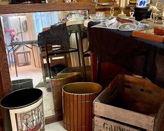 Old “Garwood” Crate, Vintage Trash Cans, Antique Mirror