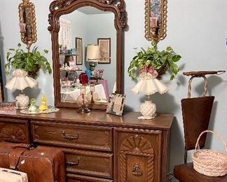 Dresser with Mirror, Vintage Luggage