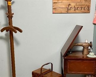 Vintage New Home Sewing Machine, Sewing Box