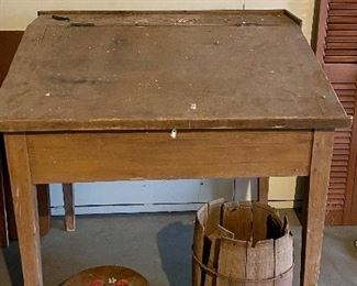 Old Architecture Desk, Wood Stool