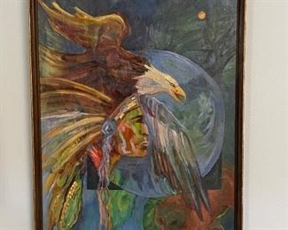 Indian Chief and Eagle Painting