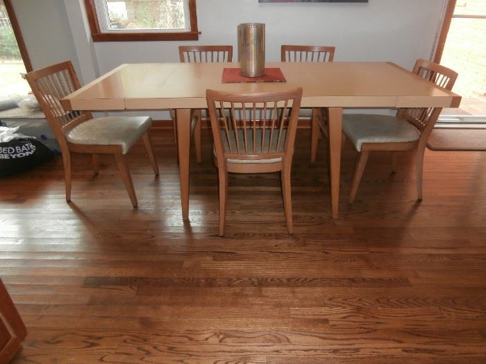 Mid Century Blonde Dining Table & Chairs