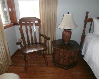 Mid Century End Table & Arm Chair (From Dining Table Set)