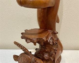 Dolphin & Turtle Wood Carving