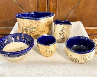Artist made Pottery Set