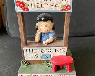 Jim Shore Peanuts, Lucy at Psychiatric Booth, 2014, The Doctor is in Figurine.