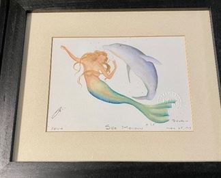 "Mermaid Xenia with Dolphin" print by Robert Kline. signed and sealed print. 