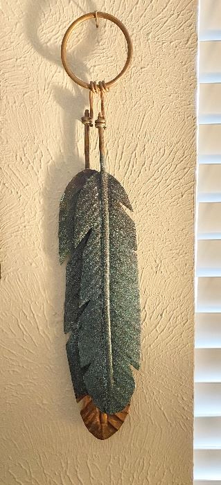 Metal and Copper Feather Wall Hanging