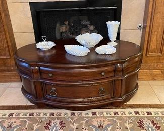 Coffee Table, Milk Glass 