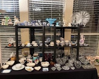 Crystal, Teacup sets, Lenox, China, Blue and white, colored glass, etc.