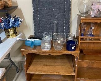 Shelf, Vases, Bulletin board