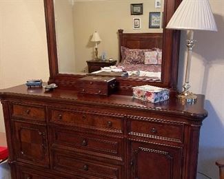 Dresser with Mirror, Lamp, Jewelry Boxes