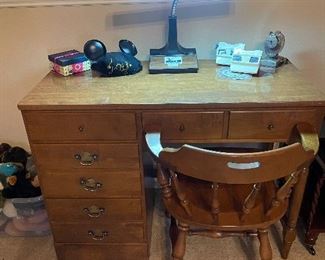 Desk, Chair and Lamp