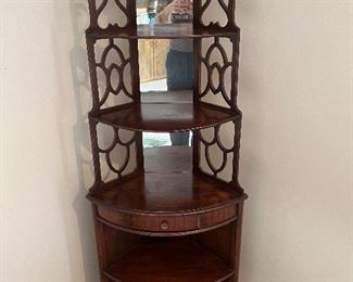 Antique mirrored curio shelf