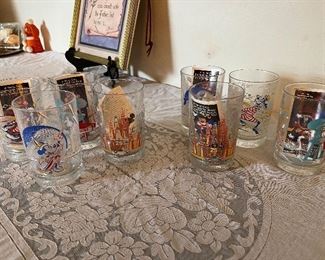 Disney collectible glasses, 2 sets of 4.