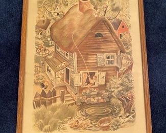 F. Rojankovsky Tommy Tittlemouse Simon & Schuster Framed Lithograph