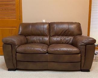 Brown Leather Loverseat
