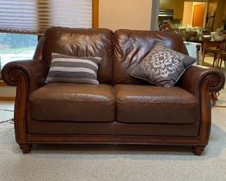 Brown Leather Loveseat