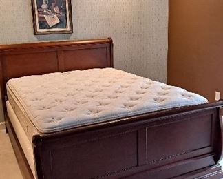 Queen Ethan Allen Sleigh Bed and pillow top mattress set