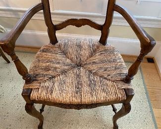 (F2) "French Country" Arm Chairs. Set of 4. Arm width 24". Floor to seat is 17.5". Floor to top is 40.5". Asking $375. 