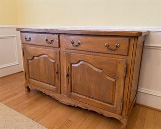 (F3) Asking $350. Solid Wood Hutch used in Dining Room for display and storage. LARGE - SEE MEASUREMENTS! Assembled this statement pieces is 87" tall but it moved in 2 pieces. Base measures 5' wide and 3' tall. 22" deep. Top comes off the base - top measures 51" tall x 12.5" deep.  