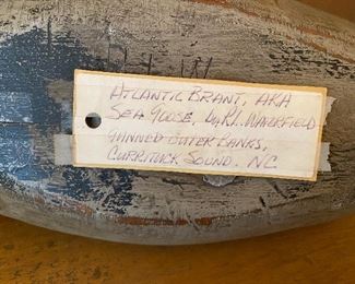 (D4) Signed RLW (Romie Waterfield) 16" long. Atlantic Brant aka Sea Goose. Currituck Sound NC Outer Banks. Asking $85. 