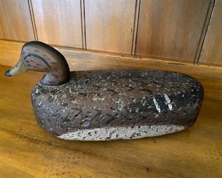 (D6) PAIR - 1 is signed 1 is not (clearly the same maker so sold as a set) Cork? Carved Duck Decoy by George King PA. 17" long. Asking $125 for the pair. 