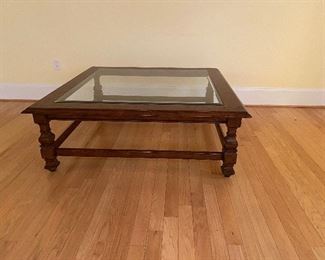 (F4) *Giant Glass* Top Coffee Table. Measures 53" square x 19" tall.  Asking $125. 