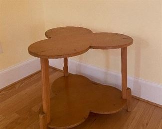 (F5) Trefoil Side Table. Sturdy but light weight wood. Measures about 30" around x 26" tall. Asking 125. 