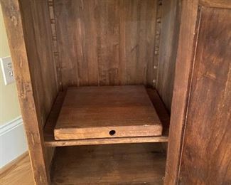 (F6) Measures 24" wide x 21" deep x 35" tall. Has 1 adjustable shelf that also has a pull out.  Solid Wood. Asking $75. 